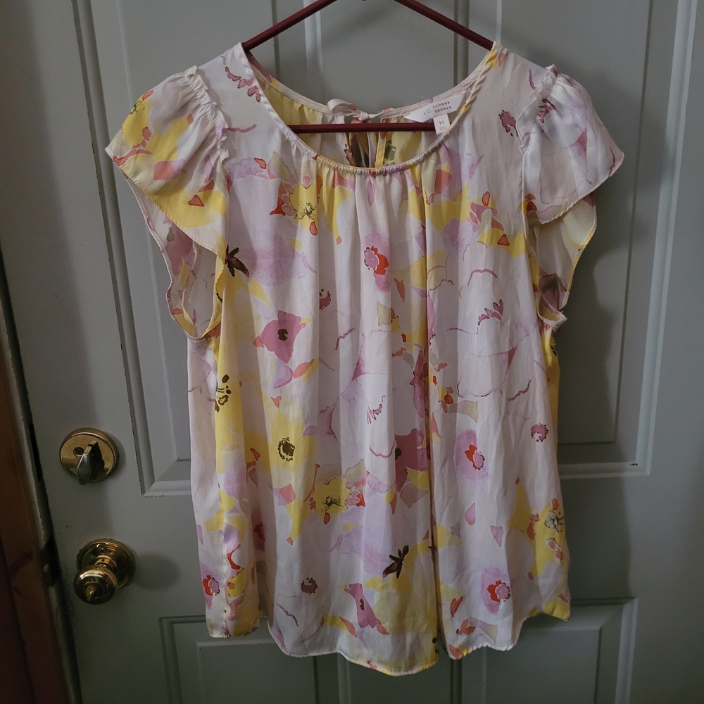 Lauren Conrad Pastel Floral Print Pullover Top Misses Medium